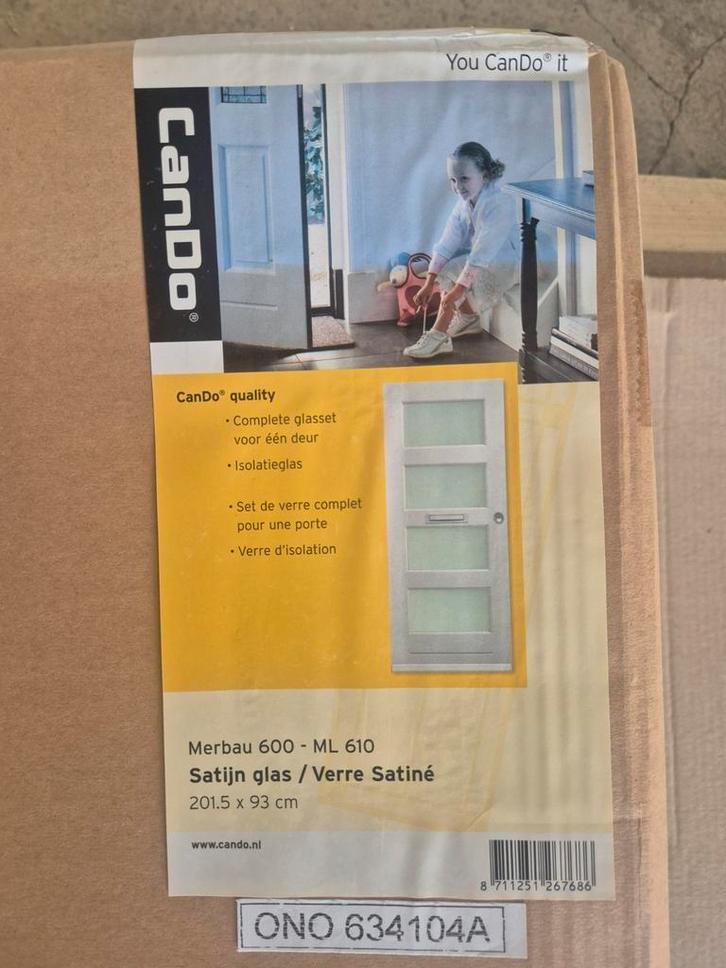 2 x Satijn isolatieglas set compleet Merbau 600 ML 610 CANDO, Doe-het-zelf en Verbouw, Deuren en Horren, Nieuw, Buitendeur, 200 tot 215 cm