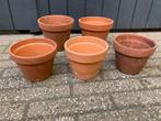 Terracotta bruin oranje bloempotten tuinpotten terras tuin, Gebruikt, Rond, Ophalen of Verzenden, Tuin