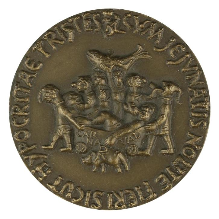 Penning VPK 1959 Niel Steenbergen : Carnaval, Postzegels en Munten, Penningen en Medailles, Brons, Nederland, Verzenden