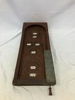 Antieke pinball kast van hout met emaille plaatjes., Ophalen of Verzenden, Gebruikt