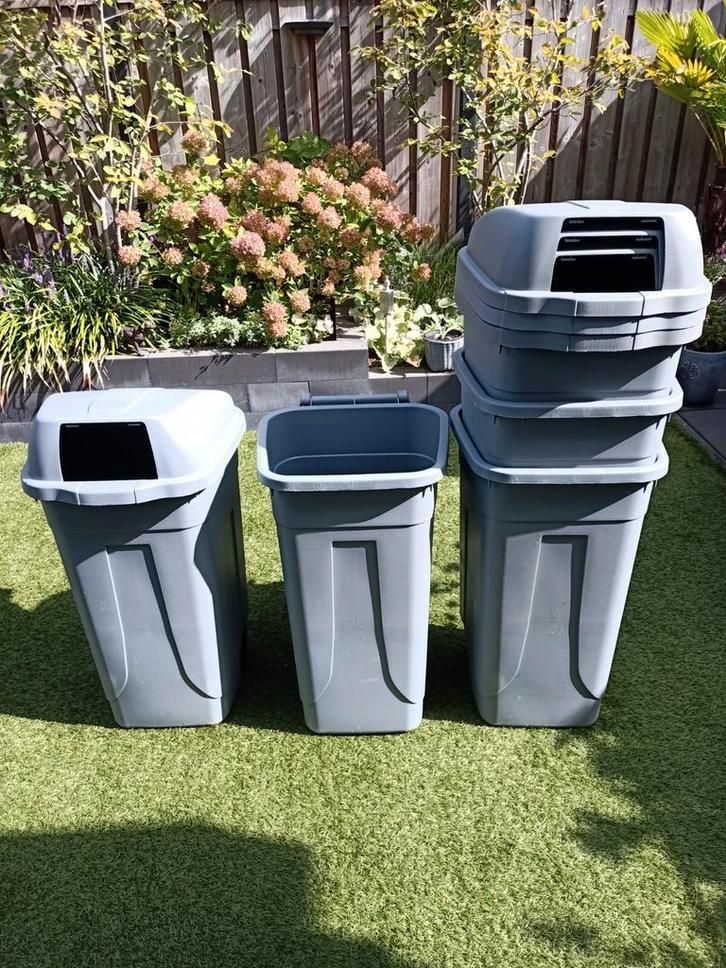 ALS NIEUW: AFVALVAKKEN à100 liter, Tuin en Terras, Bloembakken en Plantenbakken, Zo goed als nieuw, Kunststof, Rond, Ophalen
