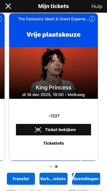 1x king princess Vip + Meet & Greet beschikbaar voor biedingen