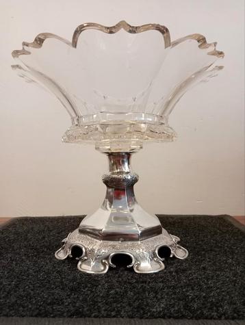 Antieke Kristal met Zilver Fruitschaal Jaar 1874  beschikbaar voor biedingen