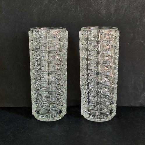 František Pečený vintage 2 glazen Candlewax vazen. Sko Union, Antiek en Kunst, Kunst | Designobjecten, Ophalen of Verzenden