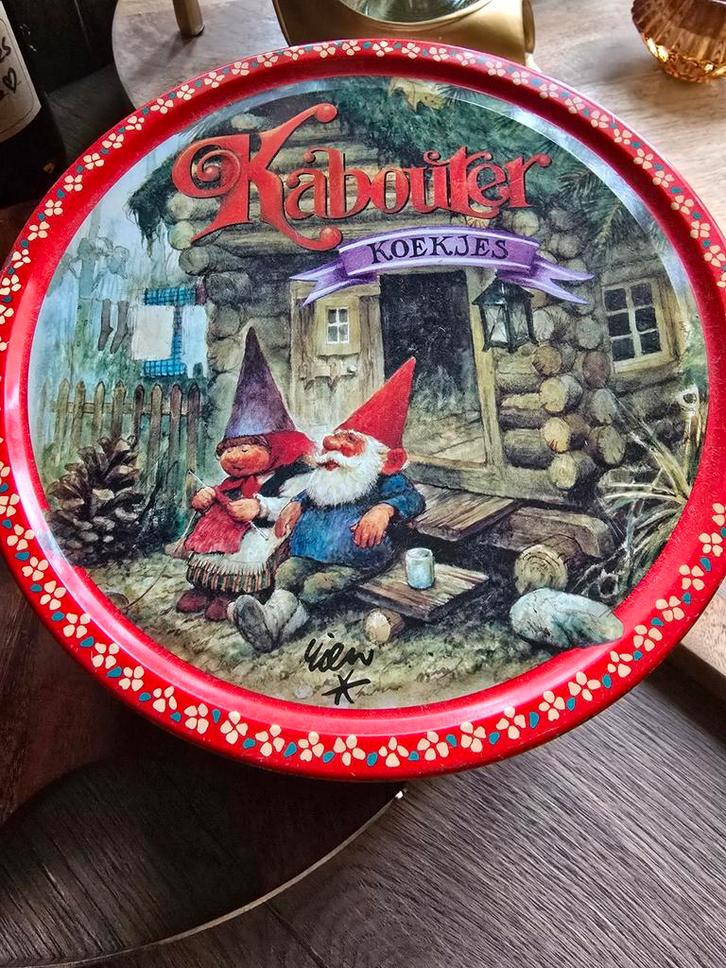 vintage rond koekblik van David de Kabouter, Verzamelen, Blikken, Gebruikt, Verzenden