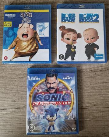 Set Blu-ray Sonic the Hedgehog, Sing & Baby Boss 2 (sealed) beschikbaar voor biedingen