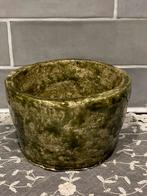 Groen keramiek bloempotje (100324), Tuin en Terras, Bloempotten, Rond, Ophalen of Verzenden, Aardewerk, Minder dan 40 cm