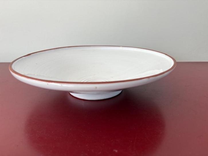 Vintage ronde witte schaal, hanggemaakt, collectors item, Huis en Inrichting, Woonaccessoires | Schalen en Manden, Zo goed als nieuw