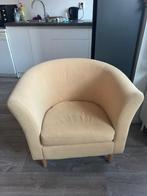 Gele fauteuile, Huis en Inrichting, Fauteuils, Ophalen, Hout, Gebruikt, Minder dan 75 cm