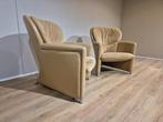 2x Leolux Excalibur Fauteuils - Leer - Alcantara - Design, Huis en Inrichting, Fauteuils, 75 tot 100 cm, Ophalen of Verzenden
