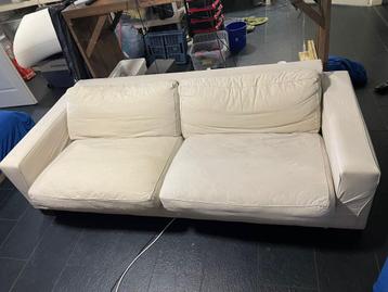 Witte bank van stof 220x110x60