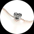 Pandora opengewerkt Hart Best Mom 791882, Pandora, Ophalen of Verzenden, Zo goed als nieuw, 1 bedel