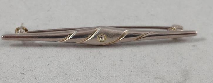 Zilveren Broche met steentje 835 zilver, Sieraden, Tassen en Uiterlijk, Broches, Zo goed als nieuw, Zilver, Zilver, 4 tot 7 cm