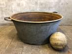 Ronde zinken teil / tobbe met handvatten | tuin vintage 79cm, Ophalen