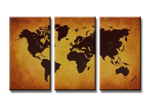Nieuw * 3 Luik van Canvas * Wereldkaart Bruin 90x160cm 250st, Huis en Inrichting, Woonaccessoires | Schilderijen, Tekeningen en Foto's