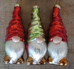3 Gnoom gekleurde glazen kerstballen ornamenten., Diversen, Kerst, Ophalen of Verzenden, Zo goed als nieuw