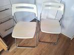 2 IKEA Nisse Klapstoelen, wit/chroom, Huis en Inrichting, Stoelen, Ophalen, Gebruikt, Twee, Wit