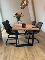 4x eetkamerstoelen Alec Leenbakker stof antraciet, Ophalen of Verzenden, Zo goed als nieuw