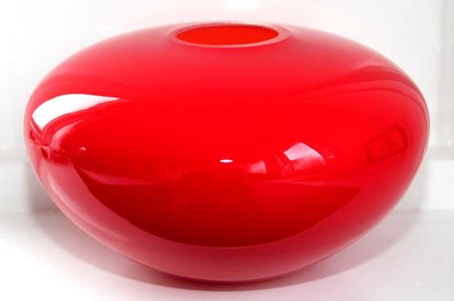 Schitterende Grote Rode Glazen Discus Siervaas, Antiek en Kunst, Antiek | Glas en Kristal, Verzenden
