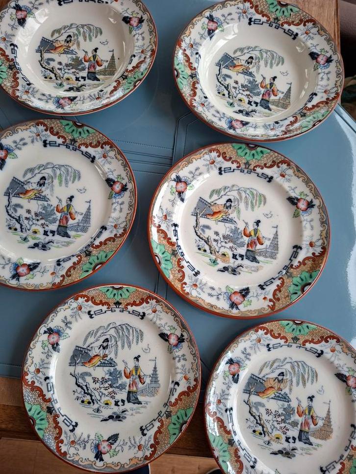 Petrus Regout 'Timor' borden 2x ontbijt, 2x diner en 2x soep, Antiek en Kunst, Antiek | Servies compleet, Ophalen of Verzenden