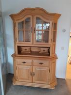 Houten buffetkast met glazen deuren, Huis en Inrichting, Kasten | Buffetkasten, Ophalen, Eikenhout, 50 tot 100 cm, Zo goed als nieuw