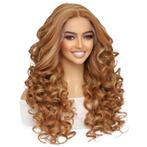 Luxe lace pruik lang krullend haar ginger roodblond Calla, Verzenden, Nieuw, Pruik of Haarverlenging