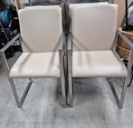 6 design eetkamerstoelen leer goossens wonen leer rvs, Huis en Inrichting, Ophalen, Wit, Leer, Zo goed als nieuw