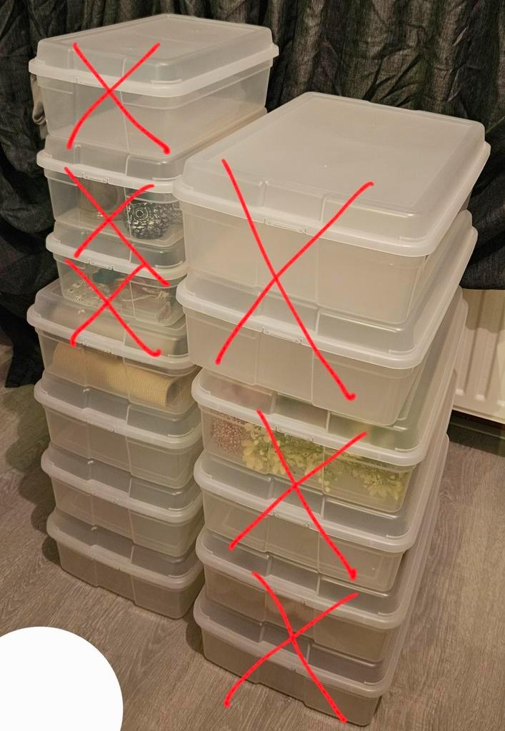 4x Handige opbergdozen transparant, formaat "middel groot", Doe-het-zelf en Verbouw, Kratten en Dozen, Zo goed als nieuw, Doos
