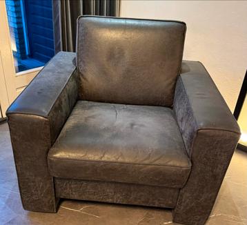 Antracietgrijze fauteuil geborsteld leer beschikbaar voor biedingen