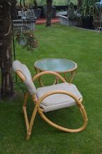 Vintage bamboe setje jaren 70 stoel + tafeltje boho stijl, Ophalen, Gebruikt, Overige materialen, Bruin