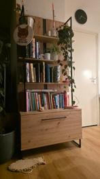 Saturn Boekenkast - Eiken/zwart - 85x42x192cm, Ophalen, 50 tot 100 cm, Zo goed als nieuw, Metaal
