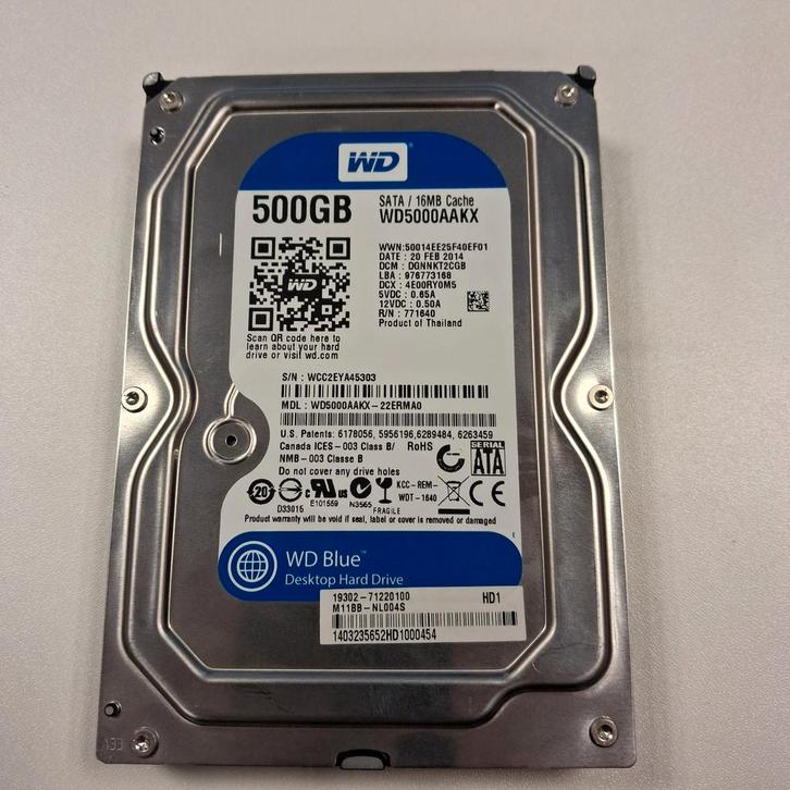 Western Digital 500GB HDD - 3.5 inch, Computers en Software, Harde schijven, Gebruikt, Desktop, Ophalen of Verzenden