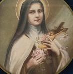 Ronde religieuze hanger met afbeelding Theresia van Liseux, Verzamelen, Religie, Ophalen of Verzenden, Gebruikt, Overige typen