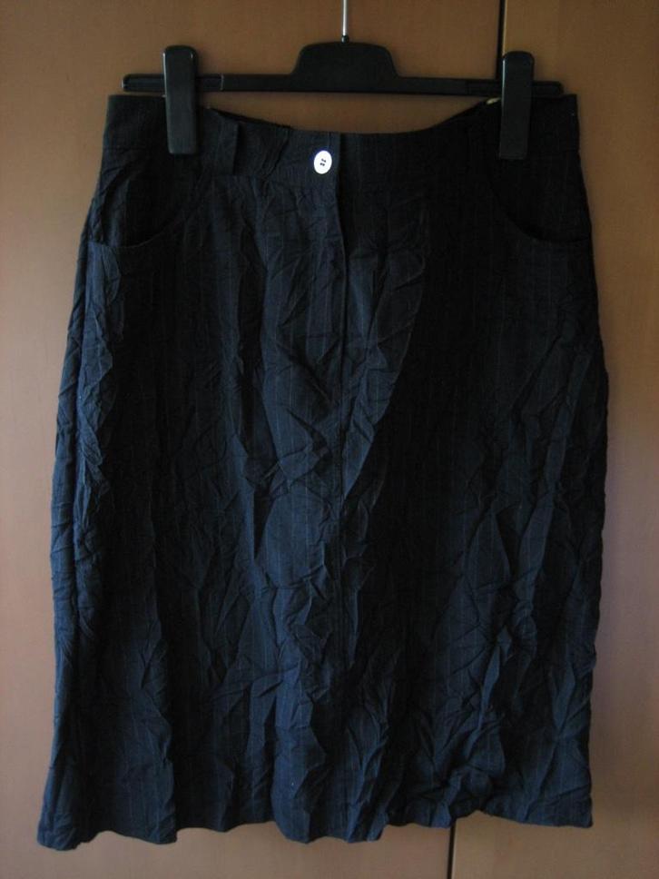 Feestelijke krijtstreep kreukelrok Dreamstar 42-44 Snazzeys, Kleding | Dames, Rokken, Nieuw, Maat 42/44 (L), Zwart, Onder de knie