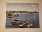 Groot canvas van water en boten in Noorwegen, Ophalen, Zo goed als nieuw, Schilderij, 100 tot 125 cm