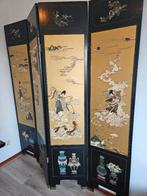 Chinees houten handgeschilderd kamerscherm, Antiek en Kunst, Curiosa en Brocante, Ophalen