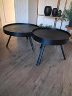 2 zwarte metalen salontafels van Goossens. Ø74cm, Huis en Inrichting, Tafels | Salontafels, Ophalen, 50 tot 100 cm, Rond, 50 tot 100 cm