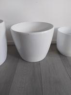 bloempotten wit glazuur/steen, Tuin en Terras, Bloempotten, Ophalen, Steen, Rond, Binnen