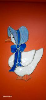 Glas en lood moeder de gans vintage hoogte 24 cm in zeer goe, Antiek en Kunst, Ophalen of Verzenden