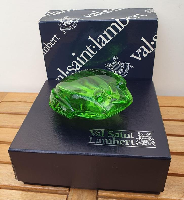 Val St Lambert VSL kikker groen, Antiek en Kunst, Antiek | Glas en Kristal, Verzenden