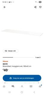 Ikea Besta Bovenblad Hoogglans Wit 180x42cm, Ophalen, Zo goed als nieuw, Modern, Rechthoekig
