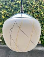 Vintage hanglamp glas / chroom en led lamp., Retro, vintage, Gebruikt, Ophalen of Verzenden, Glas