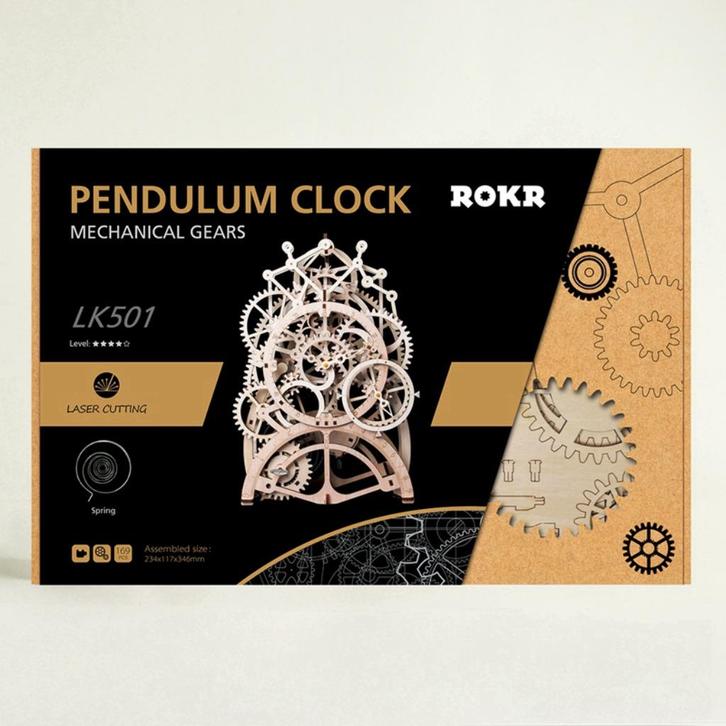 Robotime Pendulum Clock LK501 Bouwpakket Nieuw, Hobby en Vrije tijd, Modelbouw | Overige, Nieuw, Groter dan 1:32, Ophalen of Verzenden