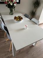 Witte ikea tafel incl 4 stoelen, met 3 standen qua lengte, Ophalen, Gebruikt, 100 tot 150 cm, 50 tot 100 cm