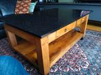 Teak salontafel met granieten blad, Ophalen, 100 tot 150 cm, Zo goed als nieuw, 25 tot 50 cm