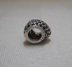 Pandora zilveren hart bedel zwarte zirkonia's nr.1075, Verzenden, Pandora, Zo goed als nieuw, 1 bedel