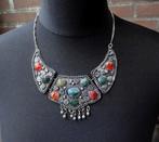 Vintage Indiase ketting met hanger 3 delen met natuursteen, Sieraden, Tassen en Uiterlijk, Kettingen, Gebruikt, Verzenden, Steen of Mineraal
