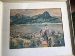 Aquarel berglandschap, Antiek en Kunst, Kunst | Schilderijen | Klassiek, Ophalen of Verzenden