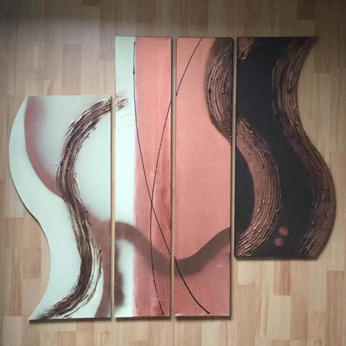 Apart vormgegeven  4 delig schilderij, Antiek en Kunst, Kunst | Schilderijen | Abstract, Ophalen
