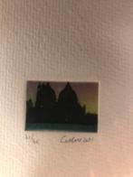 Miniatuur kleuren ets “Profiel van Venetië” CADORE., Antiek en Kunst, Kunst | Etsen en Gravures, Ophalen